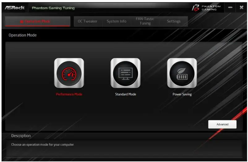 ASRocK Phantom Gaming User Manual - Operation Mode