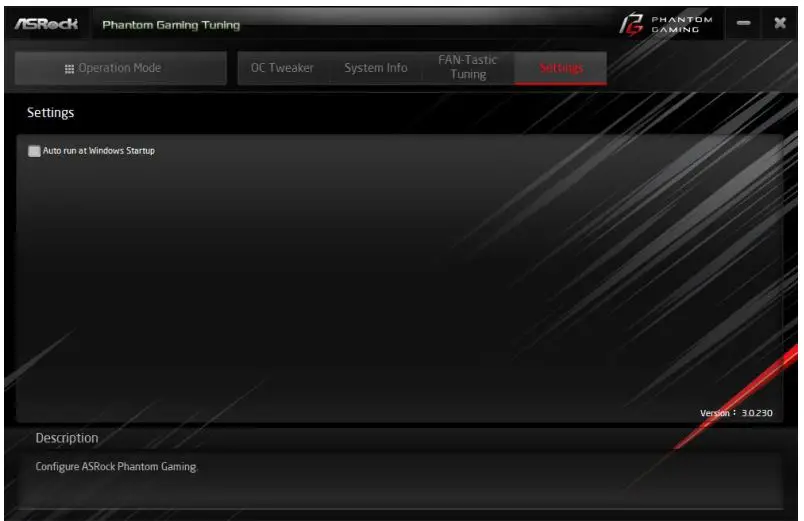 ASRocK Phantom Gaming User Manual - Settings