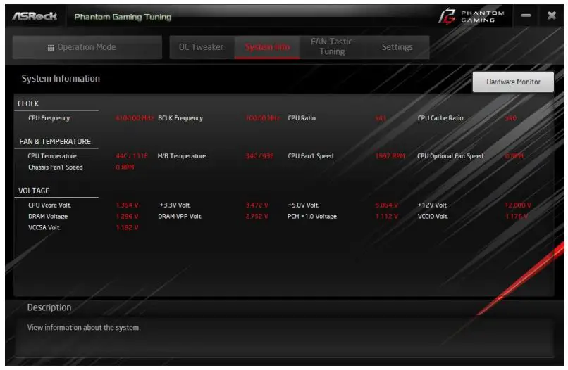ASRocK Phantom Gaming User Manual - System Info