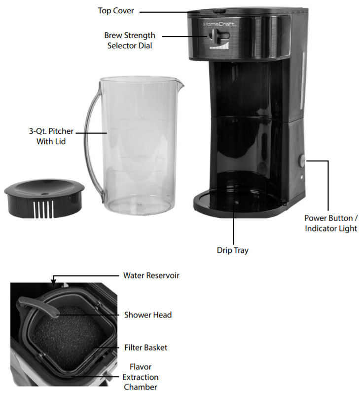 HomeCraft HCIT3BS Black Stainless Steel Coffee - PARTS