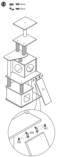 FORCLOVER AMT0082 Wooden Cat Tower-fig14
