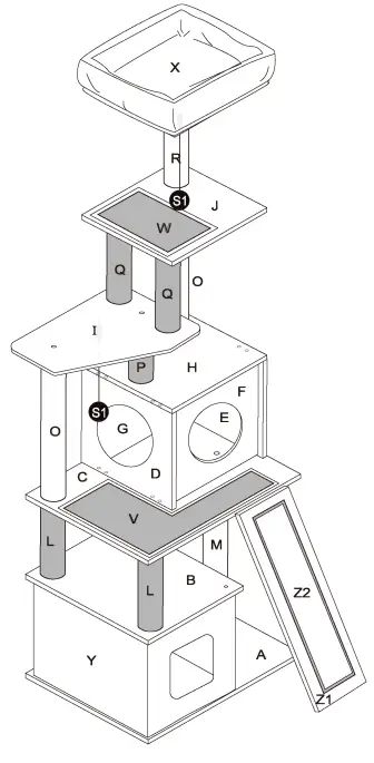 FORCLOVER AMT0082 Wooden Cat Tower-fig2