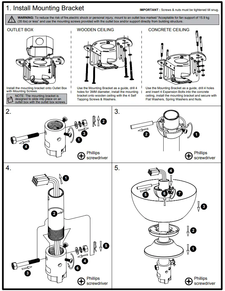 FLINT GARDEN BBA534002CAFG Black Reversible 3 Blades Ceiling Fan - Figure 2