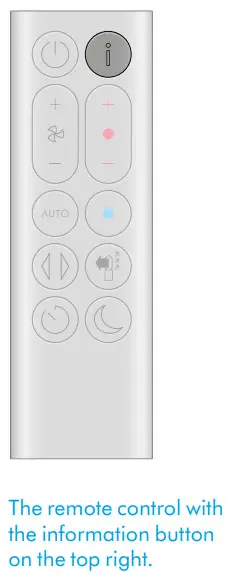 Dyson HP04 Pure Hot plus Cool Purifying Heater+Fan - Information menu