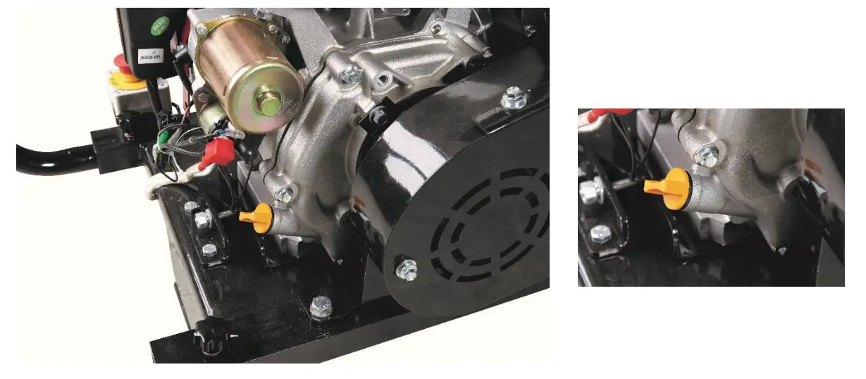 P-Lindberg 9062071 Wood Chipper - Checking and filling the engine oil level