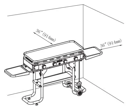 Cuisinart 36″ Four Burner Gas Griddle CGG-0036 User Manual - Dimensions