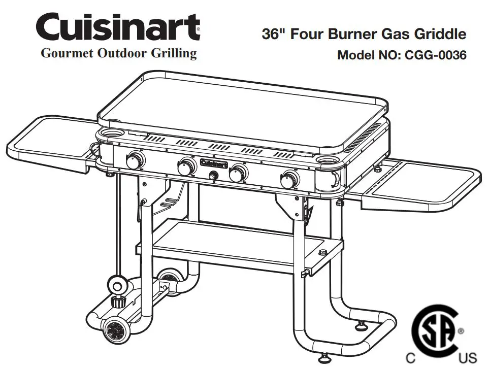Cuisinart 36″ Four Burner Gas Griddle CGG-0036 User Manual