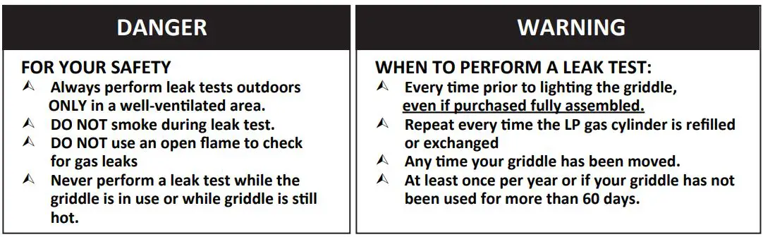 Cuisinart 36″ Four Burner Gas Griddle CGG-0036 User Manual - CHECKING FOR LEAKS