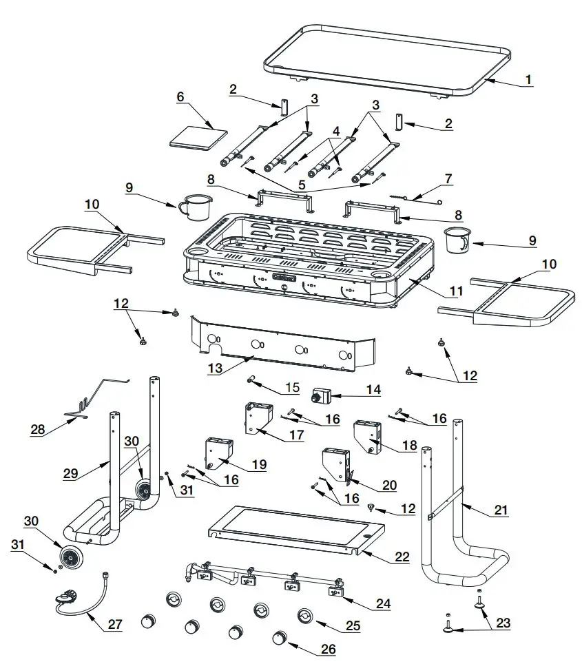 Cuisinart 36″ Four Burner Gas Griddle CGG-0036 User Manual - REPLACEMENT PARTS