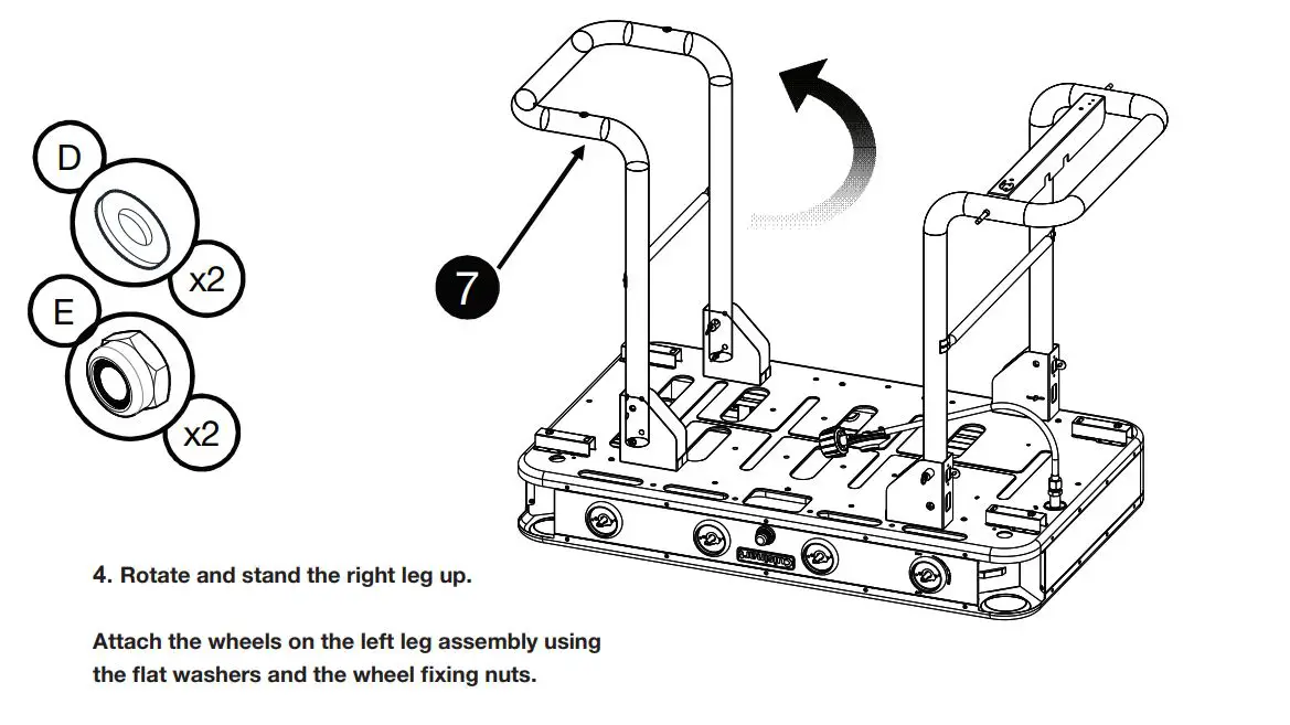 Cuisinart 36″ Four Burner Gas Griddle CGG-0036 User Manual - Rotate and stand the right leg up