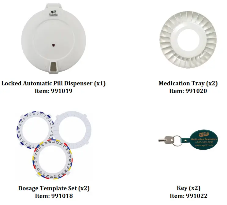 e-pill 991019 Medtime Locked Automatic Pill Dispenser - Components