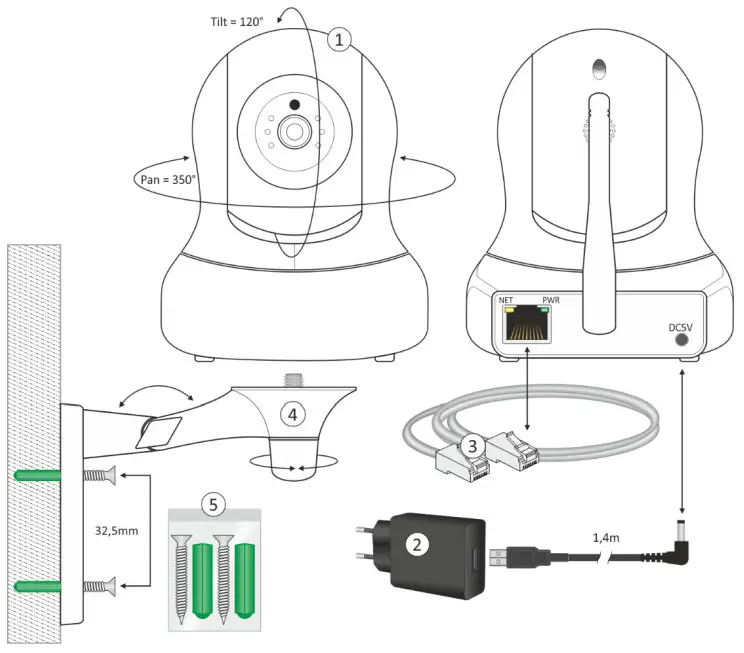 ELRO AS90CA HD Pan Tilt Security Camera - Package Contents
