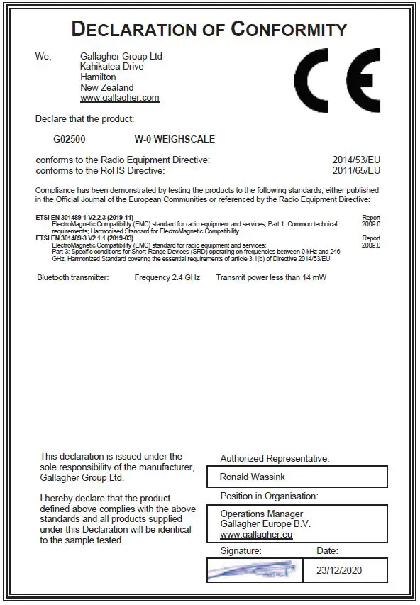 GALLAGHER W-0 Weigh Scale-12