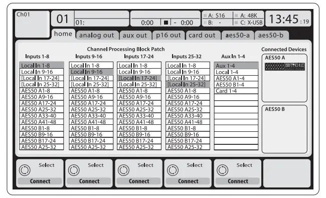 Cabling for AES50 connections between X32 and S16 stageboxes