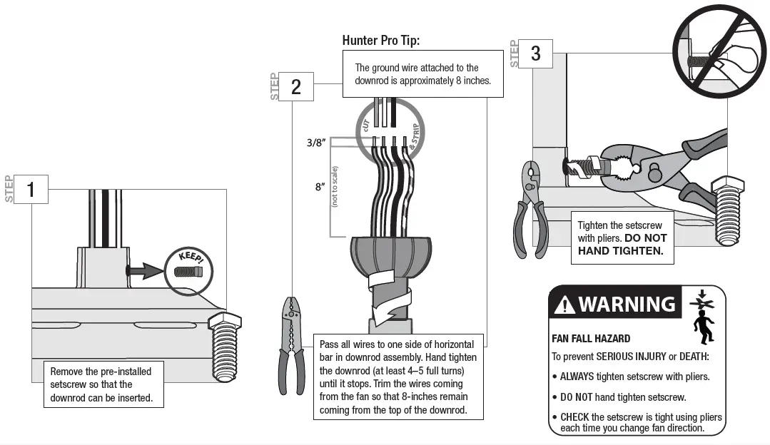 Hunter 51097 Crestfield Indoor Ceiling Fan with LED Lights Instruction fIG5