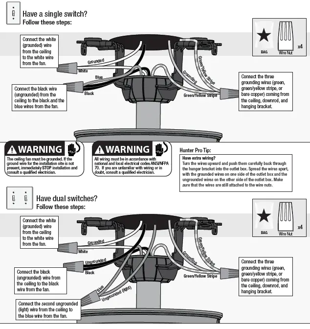Hunter 51097 Crestfield Indoor Ceiling Fan with LED Lights Instruction fIG7