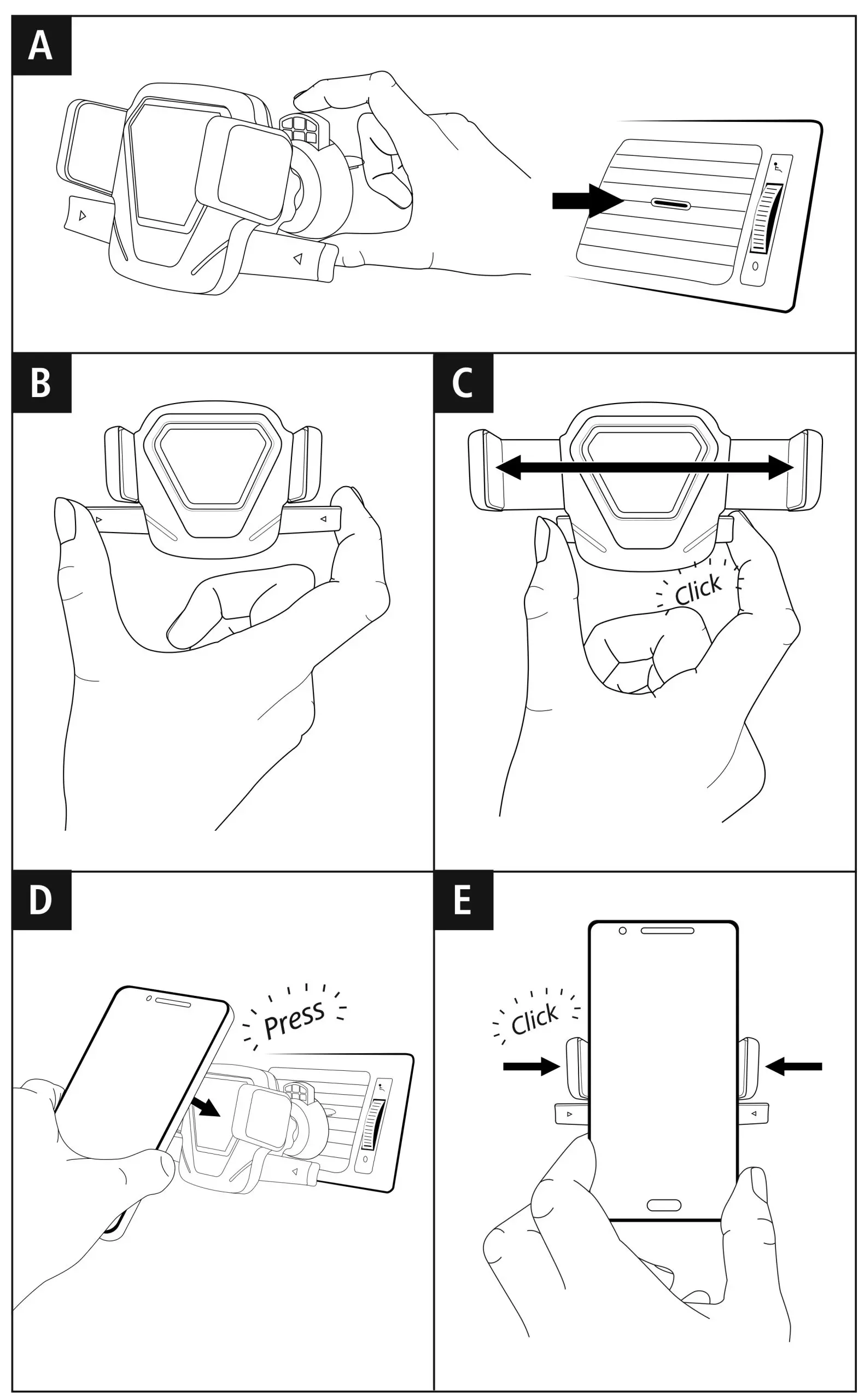 hama 201509 Universal Smartphone Holder - figure A,B,C,D,E