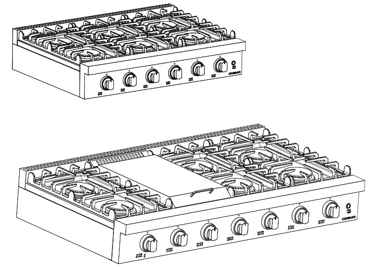COSMO COS GRT366 36 inch Slide In Counter Gag Cooktop - Cover
