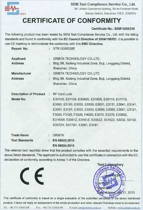 orbita E4031 Hotel Room Swipe Card Key Lock System - fig