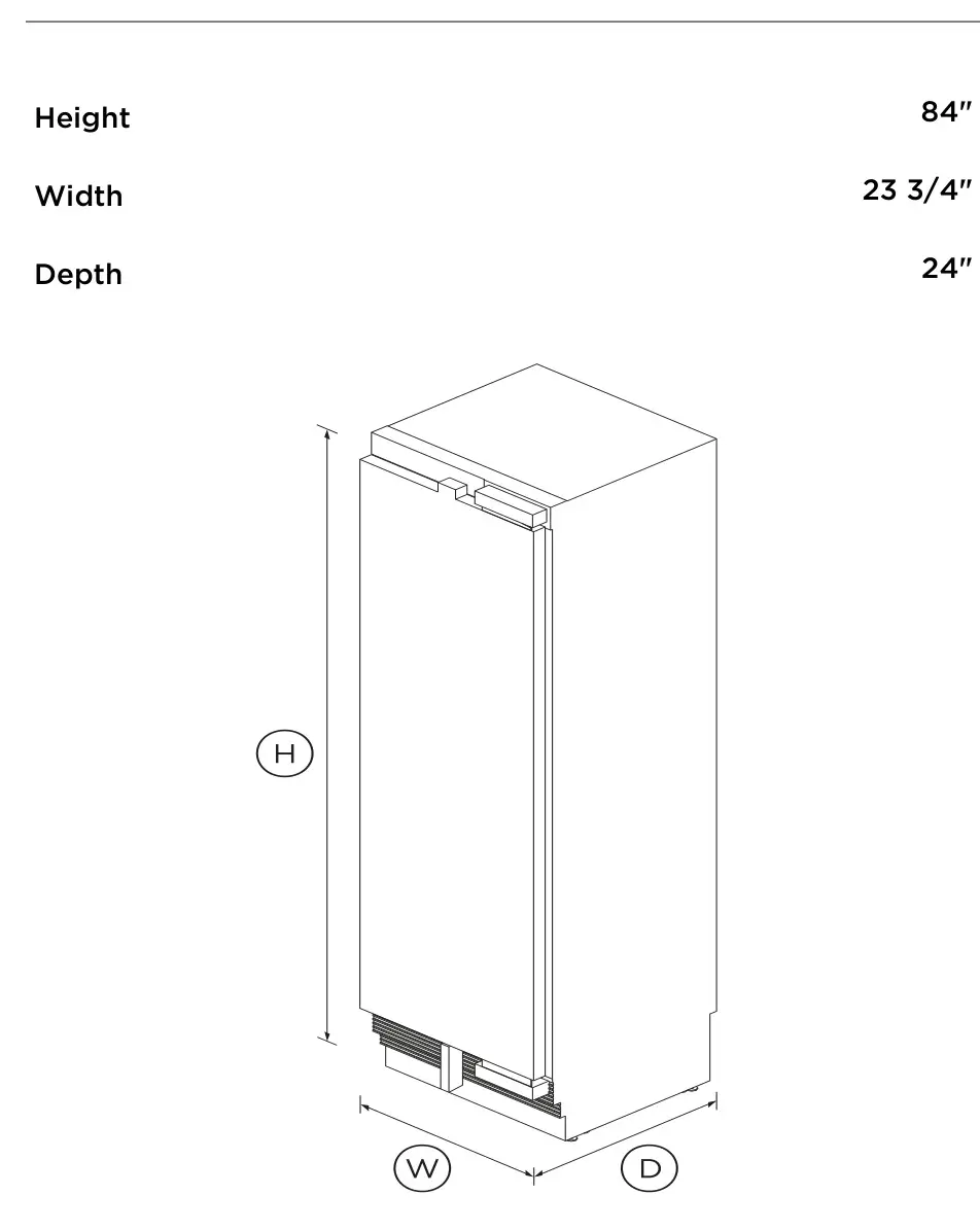 FISHER PAYKEL RS2484SR1 Integrated Column Refrigerator - DIMENSIONS