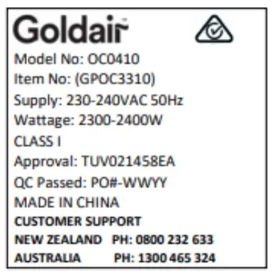 Goldair GPOC3310 2400W 10 Fin Oil Column Heate - Fig 2