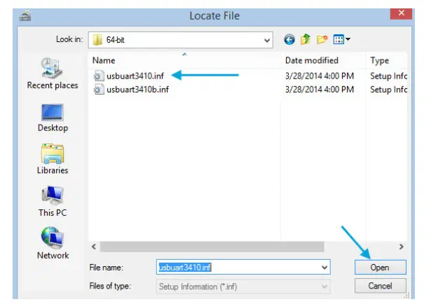 StarTech Professional USB to Serial Adapter - Select the usbuart3410.inf file