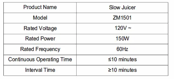 amzchef ZM1501 Slow Juicer fig 27