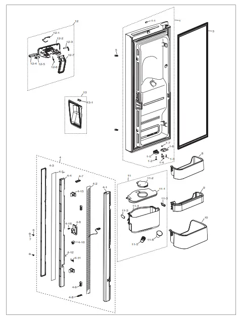 SAMSUNG SRF528DSIS French Door Fridge - Freezer Door Left
