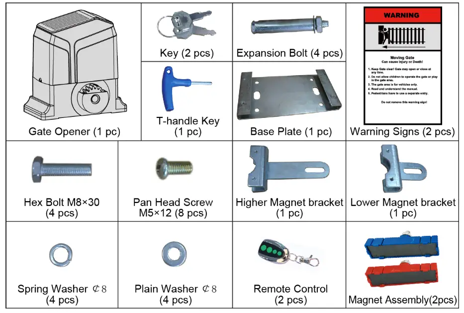 TOPENS RK1200 T Sliding Gate Opener - Parts List 1