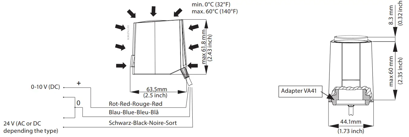 Danfoss ABNM A5 AB-QM 0-10V Proportional Thermal Actuator fig 2