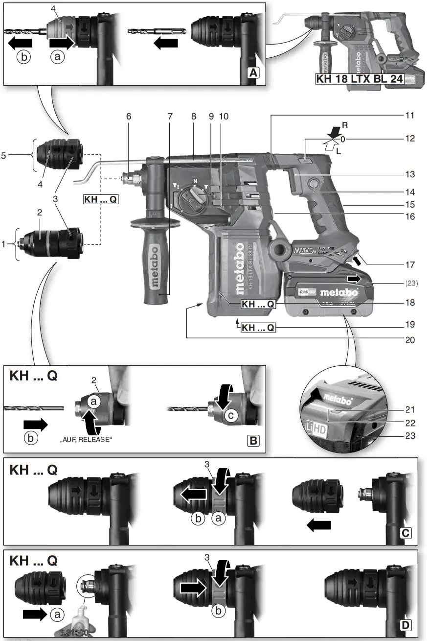 metabo KH 18 LTX BL 24 Cordless Hammer - fig