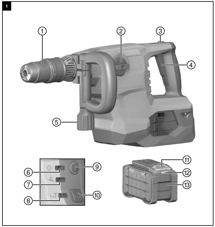 HILTI NURON TE 50022 Cordless Chipping Hammer - Figure 1