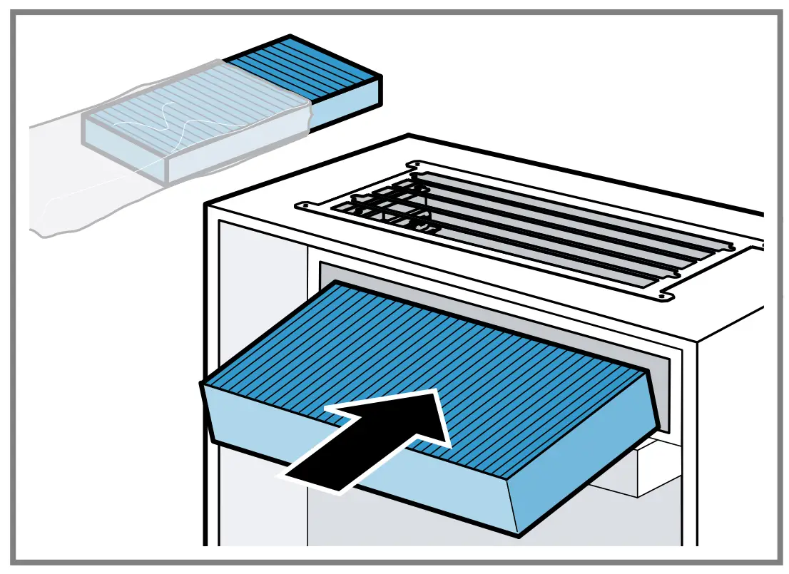 Installing the odour filter for the CleanAir circulating-air module