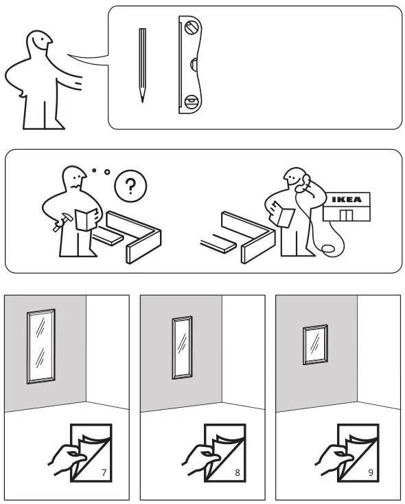 IKEA TOFTBYN Mirror - Included Accessories, Call for Service & Read the Manual