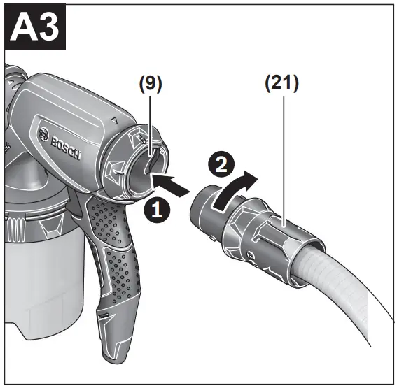 Connecting the air hose