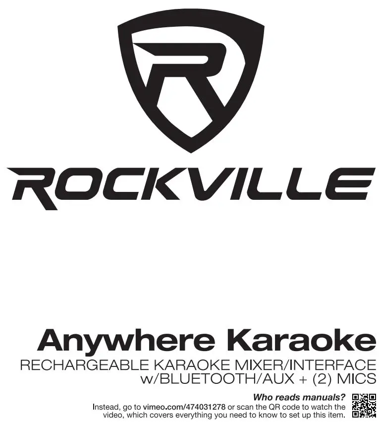ROCKVILLE Any where Karaoke Mixer User Manual