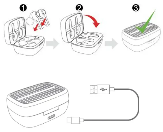 Choetech BH-T09 TWS Wireless Headphones - charging for earbuds