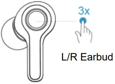 Choetech BH-T09 TWS Wireless Headphones - power switch