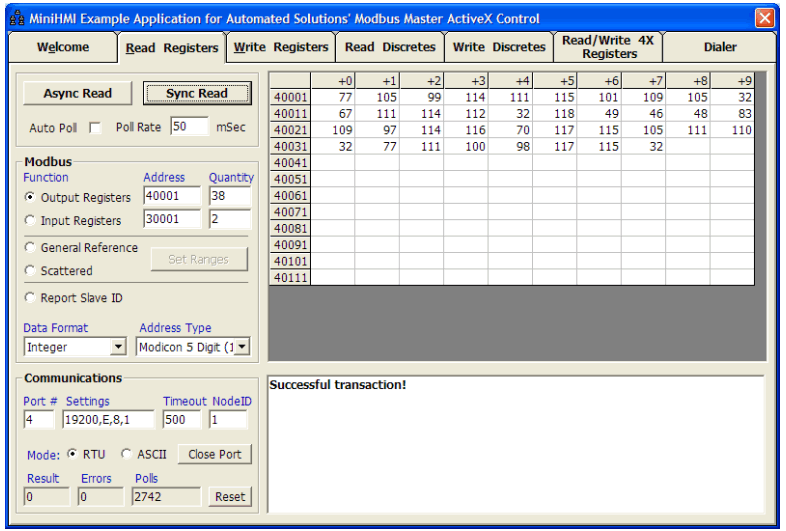 Microsemi SmartFusion Modbus Reference Design - Read Holding Registers
