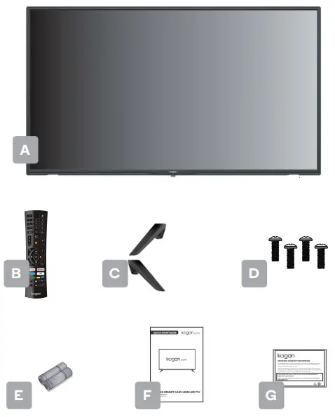 kogan KALED50NU8030SVA 50 4K Smart UHD HDR LED TV - COMPONENTS