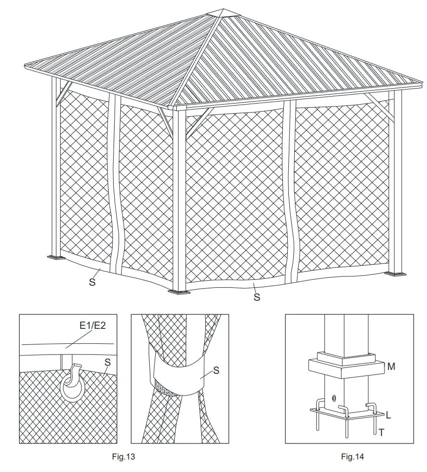 Gazebo Instruction Manual - Figure 13,14