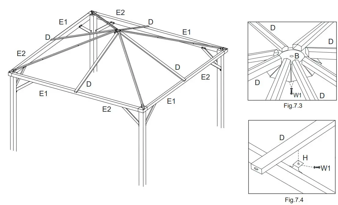 Gazebo Instruction Manual - Figure 7.3,4