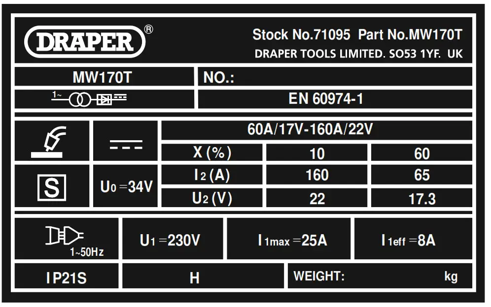DRAPER 71091 230V Gas and Gasless Mig Welders - SAFETY INFORMATION 2