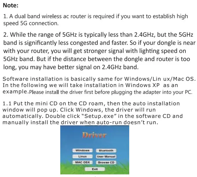 Shenzhenshi Jiujiadianzishangwuyouxiangongsi WIRELSSAC1200 Wireless USB Adapter Installation Guide - Driver Installation