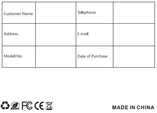 Shenzhenshi Jiujiadianzishangwuyouxiangongsi WIRELSSAC1200 Wireless USB Adapter Installation Guide - Warranty Card