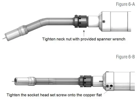 Tregaskiss M081-1.3 600 amp Robotic Water Cooled MIG Gun - Securing the Neck 1