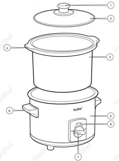 VonShef 2013337 1 5l Slow Cooker - overview