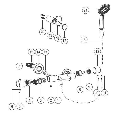 SAPHO-KU245-KIMURA-wall-mounted-thermostatic-shower-mixer-fig-1