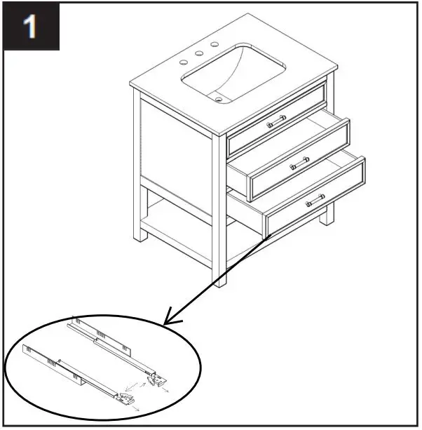 allen roth 261205,261062 VANITY WITH TOP - Vanity Drawer Removal