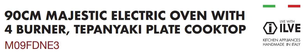 ILVE M09FDNE3 90CM MAJESTIC ELECTRIC OVEN Instructions